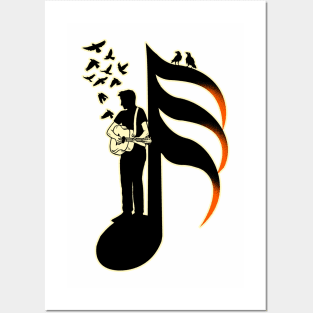 Guitarist Musician - thirty-second note Posters and Art